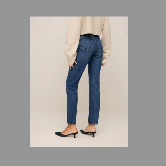Reformation Liza Ultra High Rise Straight Jeans Blue - Size 24 NWT - Picture 2 of 4